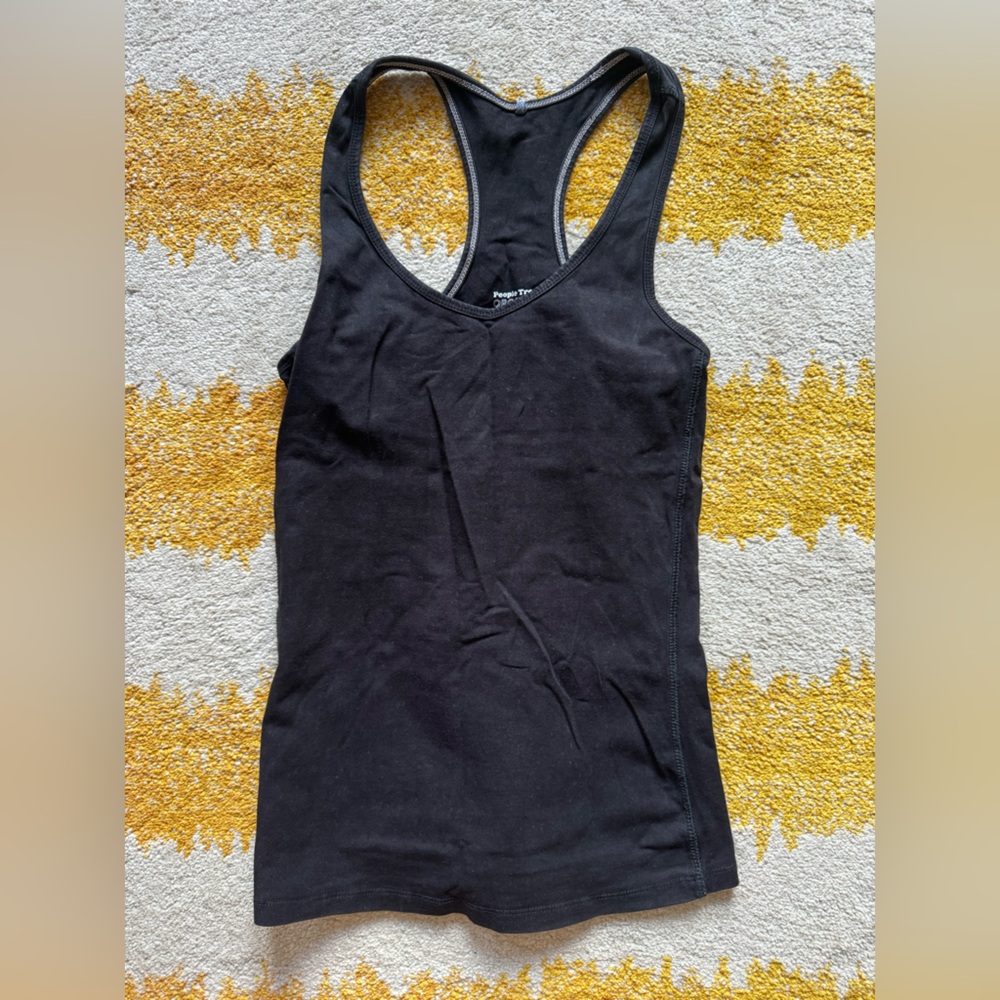 People Tree set Black & Purple Yoga Athletic Cross Back Tops & Cropped Leggings - Picture 9 of 10